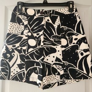 Farm Rio shorts, black and cream motif, size S